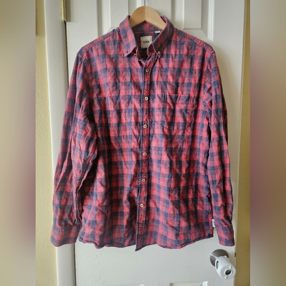 Men's Red and Blue Plaid Shirt